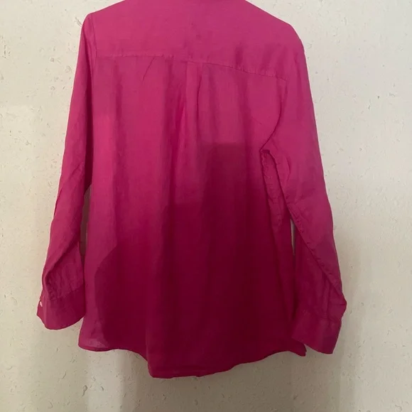 GAP Fuchsia Linen Boyfriend Shirt - Picture 2 of 3